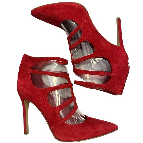 Bcbgeneration Cherry Red 4 Inch Sexy High Suede Heels size 7 - Picture 1 of 10